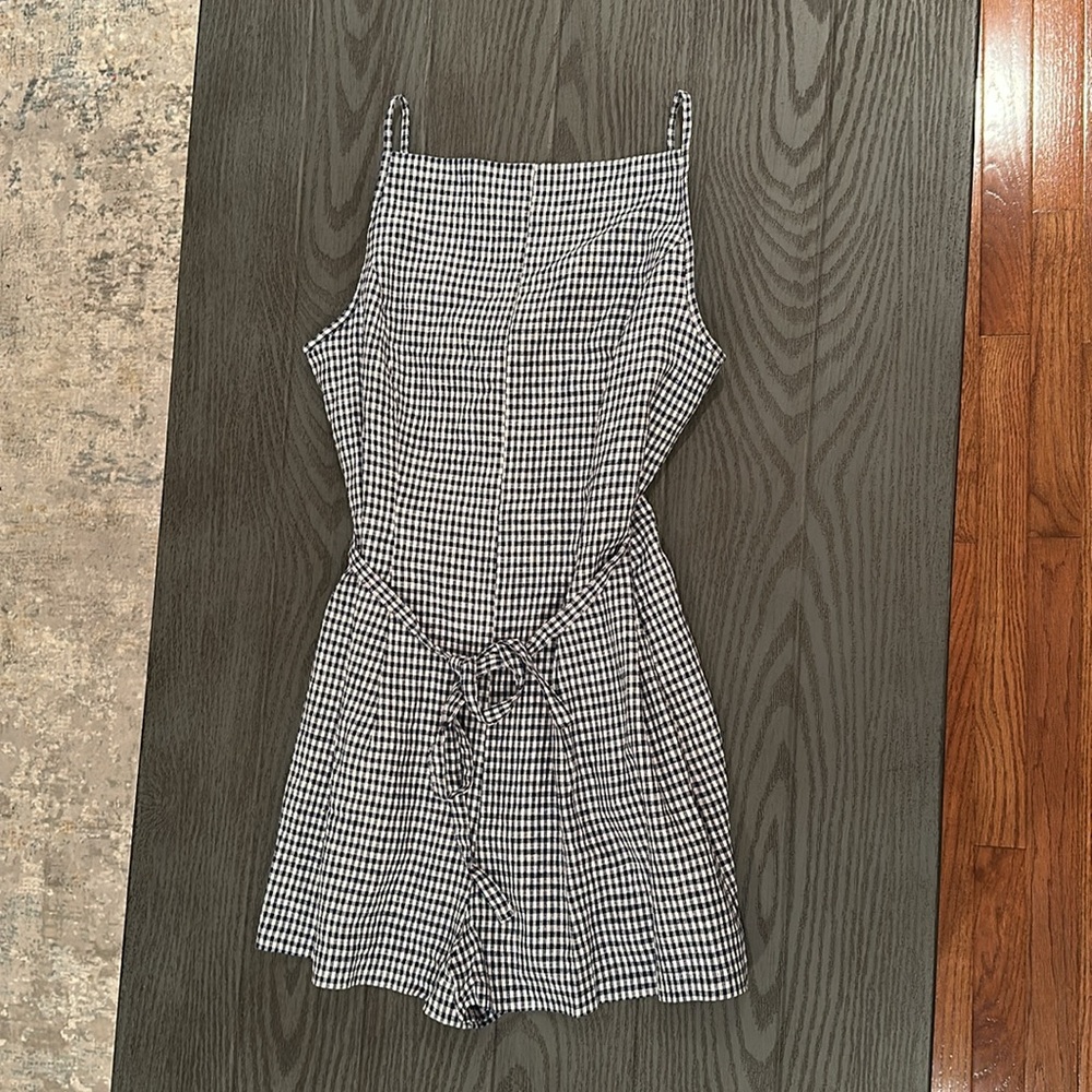 Caroline Constas Blue and White Gingham Romper - New